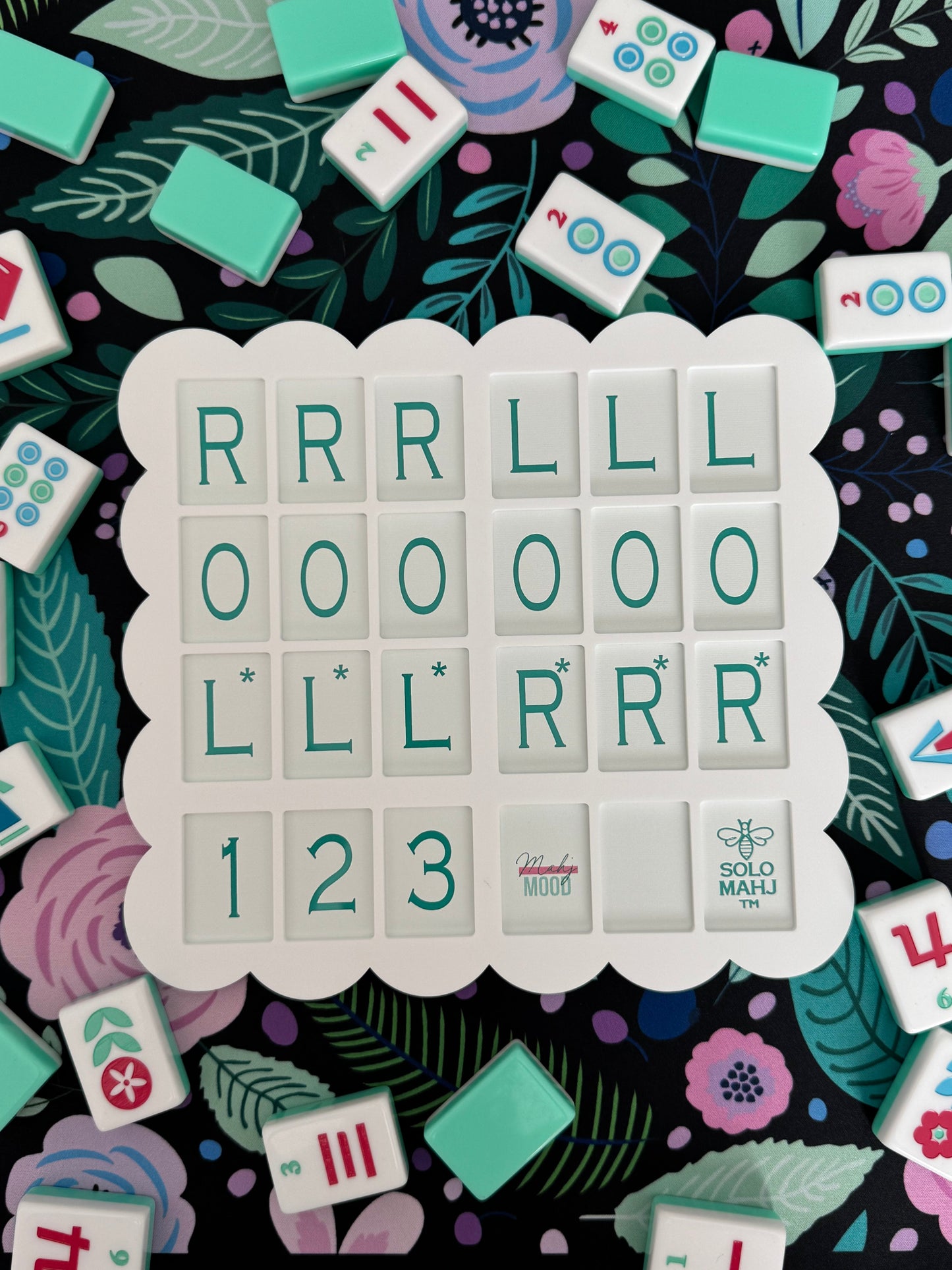 Mahj Mood x SoloMahj Collab Practice Board, Teal, Poppy Size, Solo American Mahjong Training Board