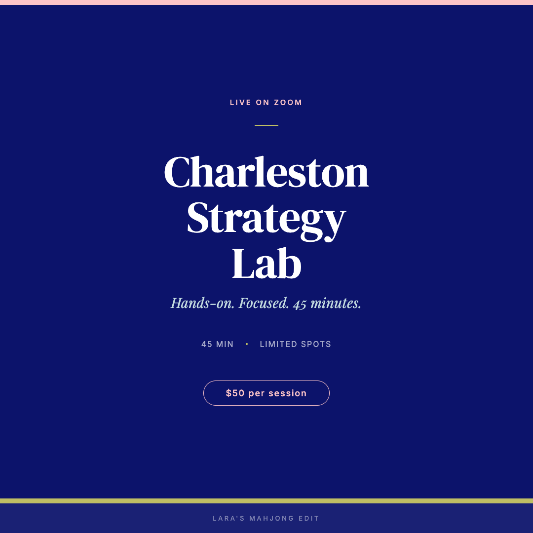 Charleston Strategy Lab, Live 45-Minute Zoom Workshop on American Mahjong Charleston Strategy