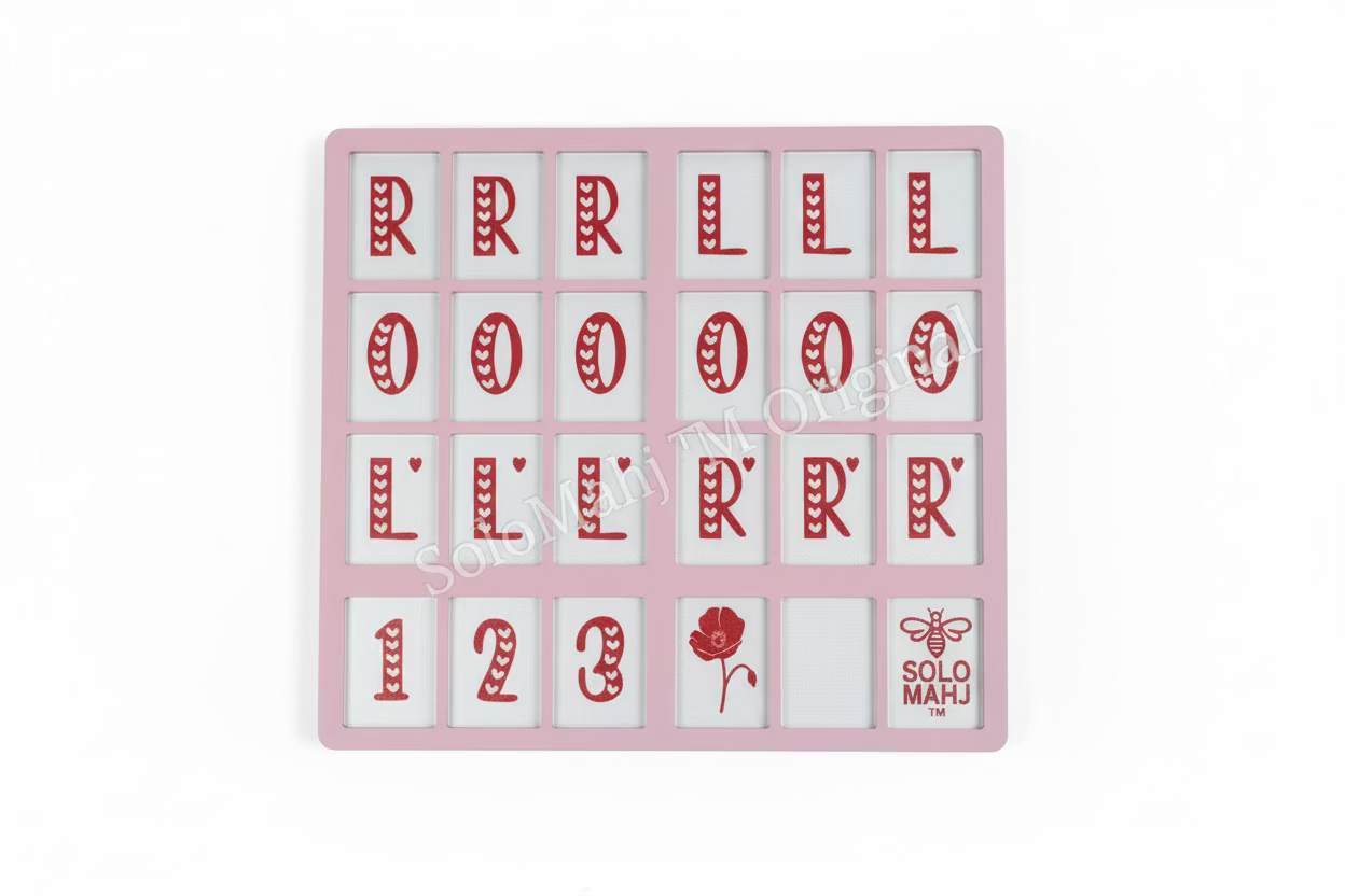 SoloMahj Practice Board, Sweetheart Edition, Poppy Size, Solo American Mahjong Training Board