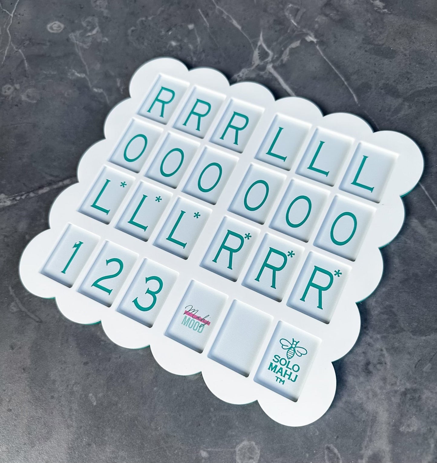 Mahj Mood x SoloMahj Collab Practice Board, Teal, Poppy Size, Solo American Mahjong Training Board