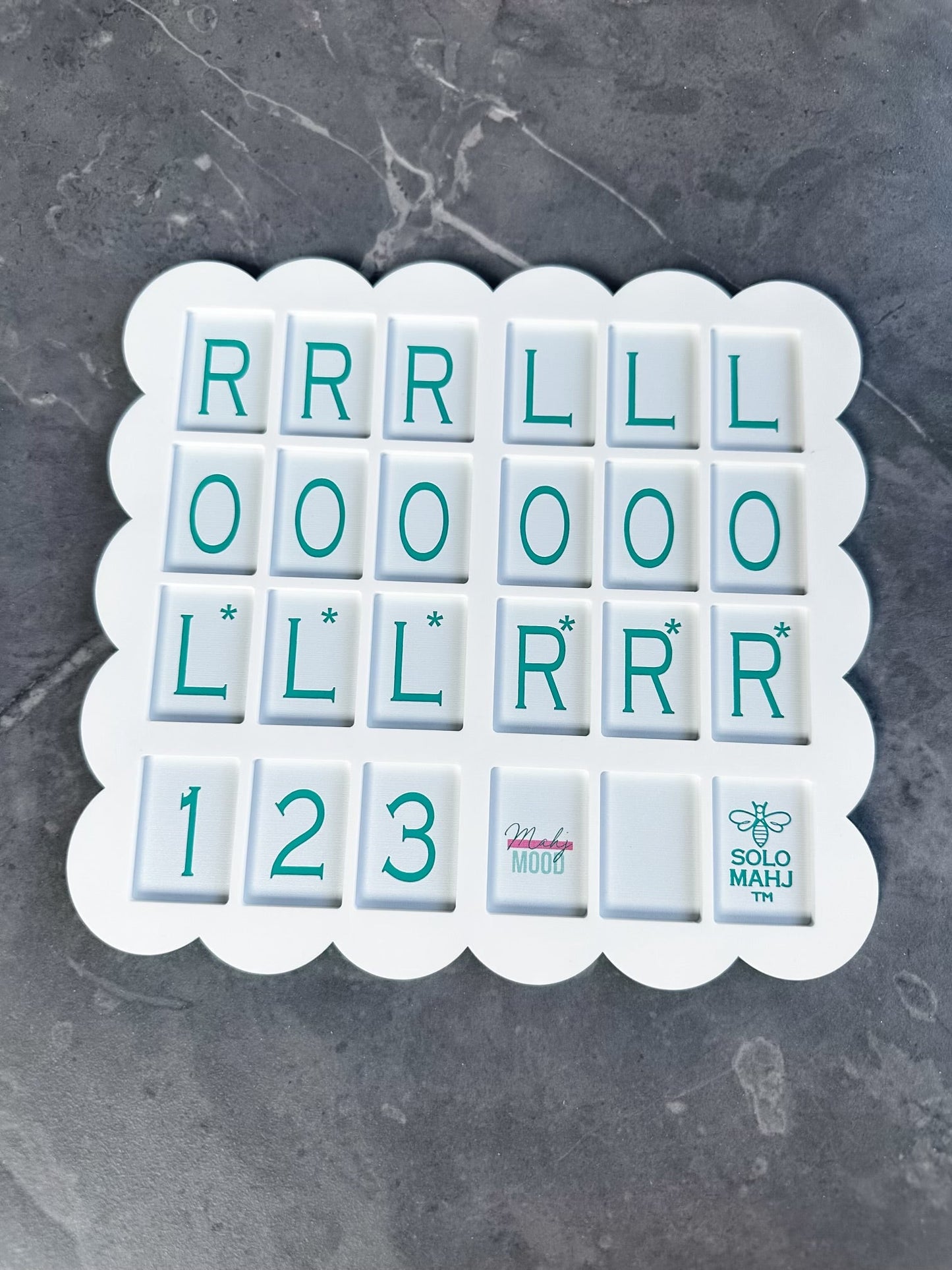 Mahj Mood x SoloMahj Collab Practice Board, Teal, Poppy Size, Solo American Mahjong Training Board