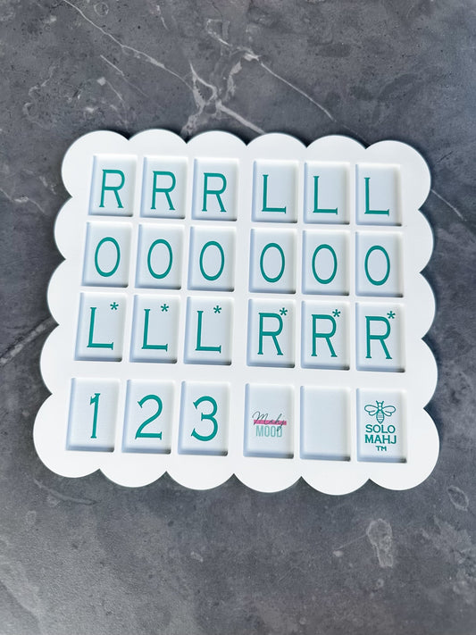 Mahj Mood x SoloMahj Collab Practice Board, Teal, Poppy Size, Solo American Mahjong Training Board