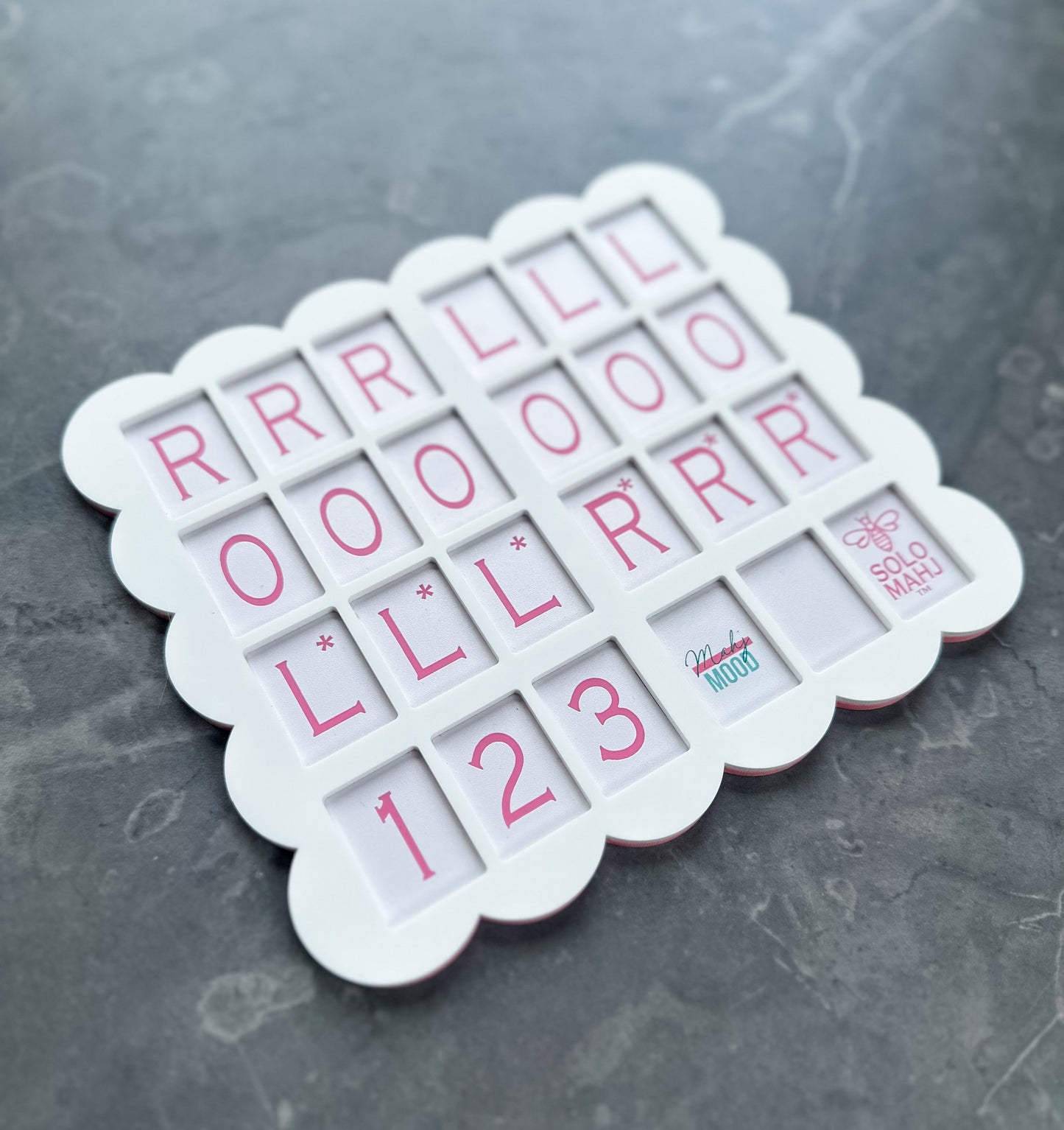 Mahj Mood x SoloMahj Collab Practice Board, Pink, Clover Size, Solo American Mahjong Training Board