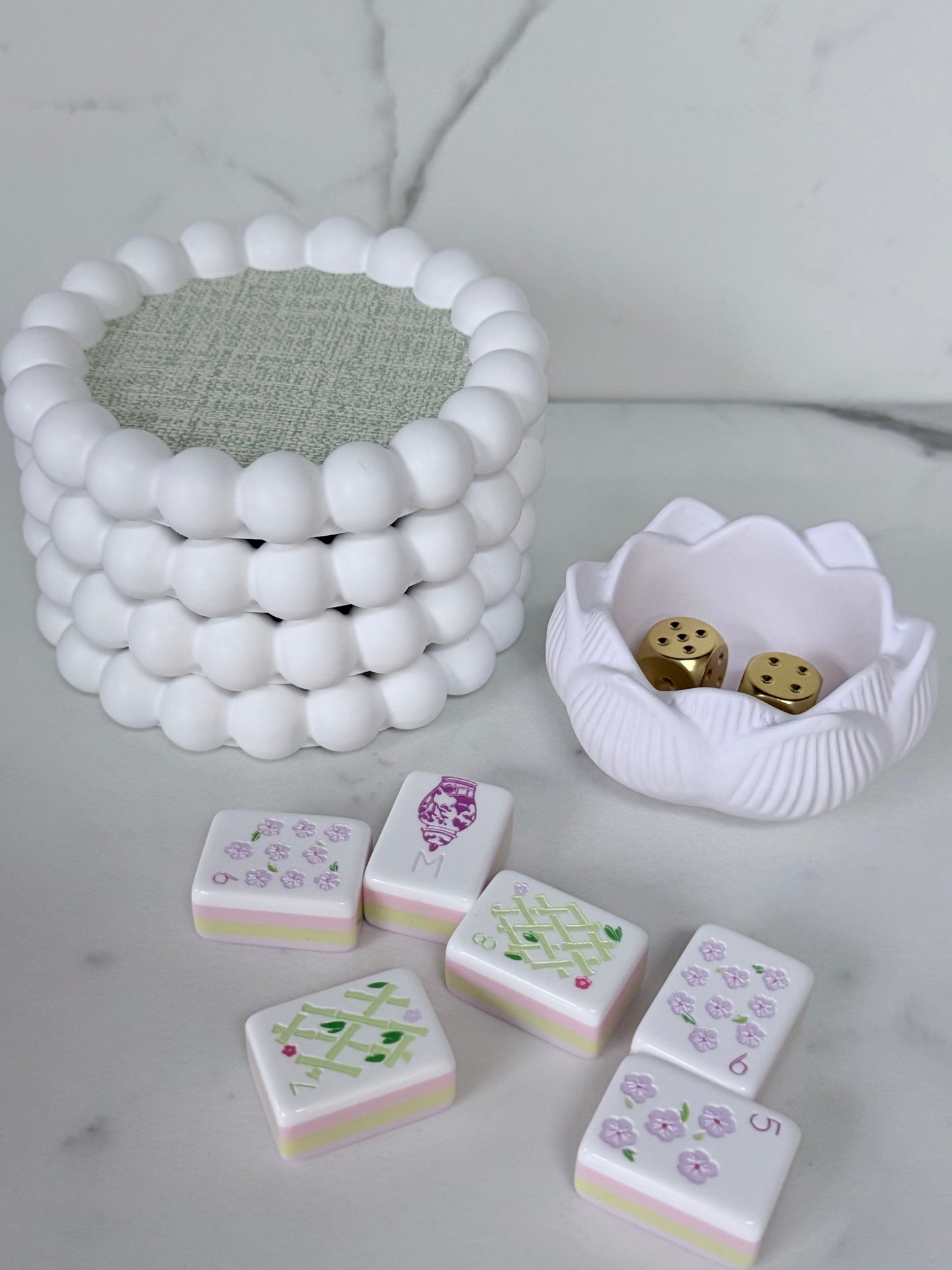 The Ava Dish, Handmade Floral Dice Dish for Your Mahjong Table