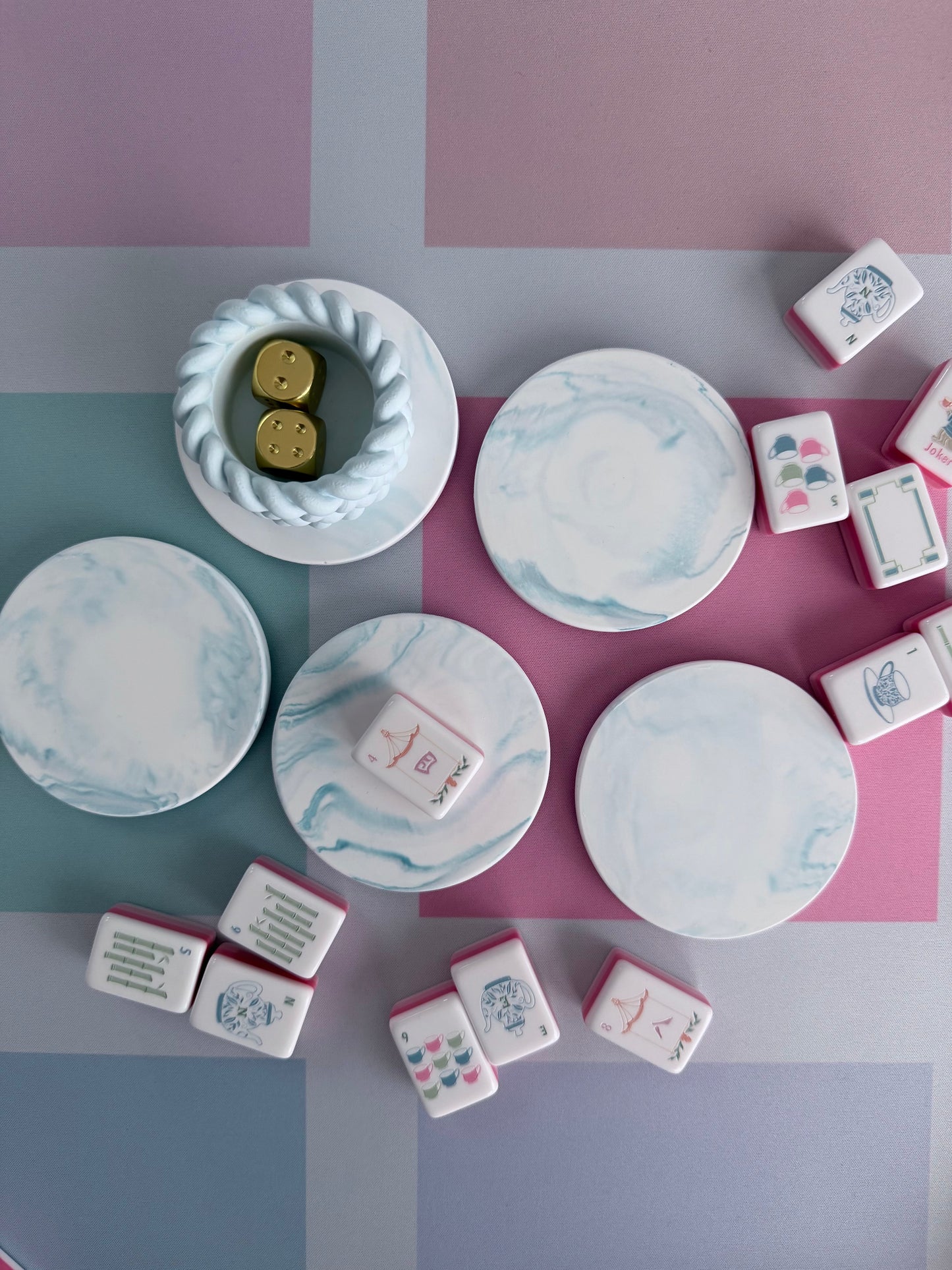 The Alicia Coaster, Handmade Modern Coaster for Your Mahjong Table