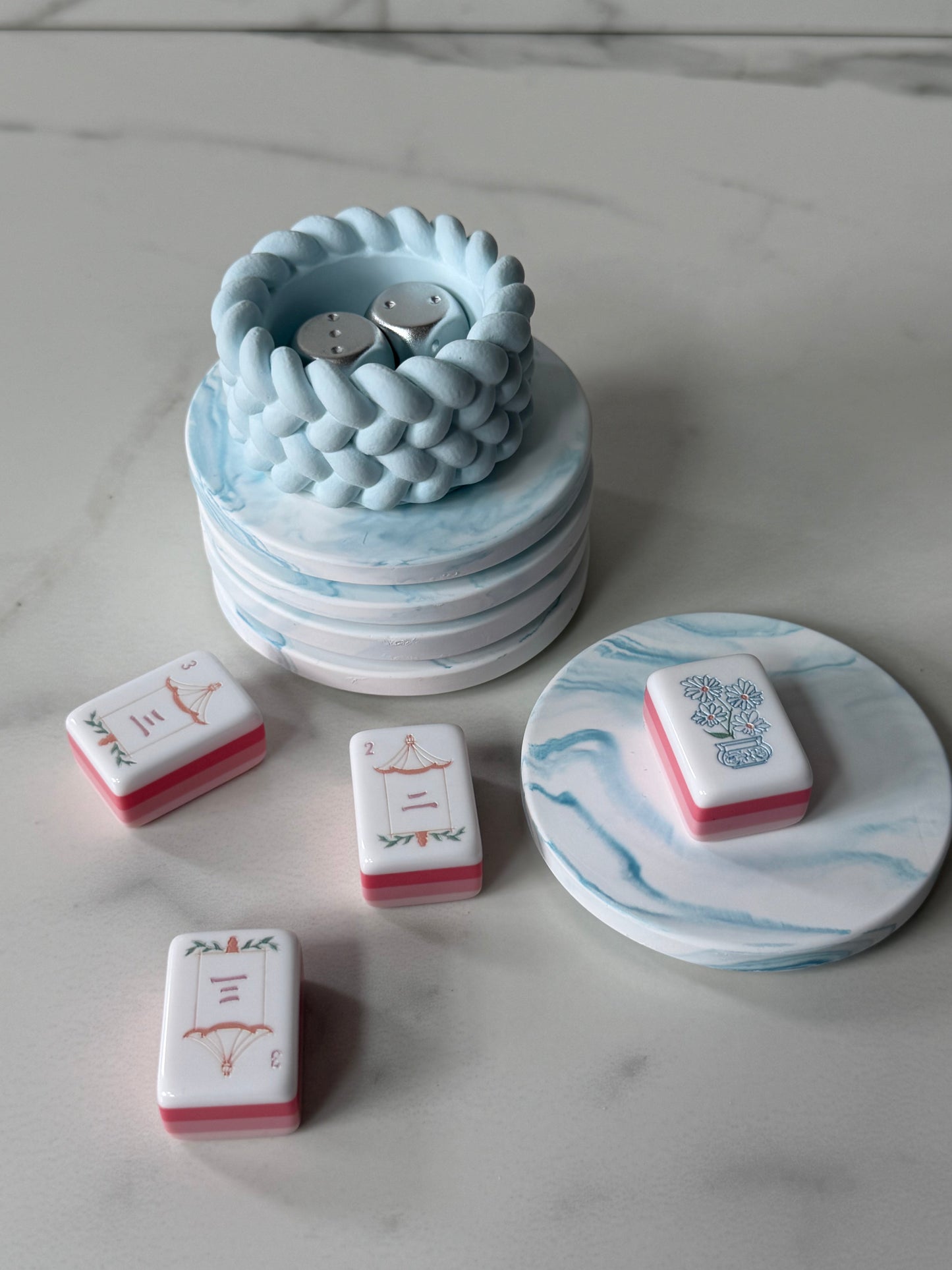 The Alicia Coaster, Handmade Modern Coaster for Your Mahjong Table