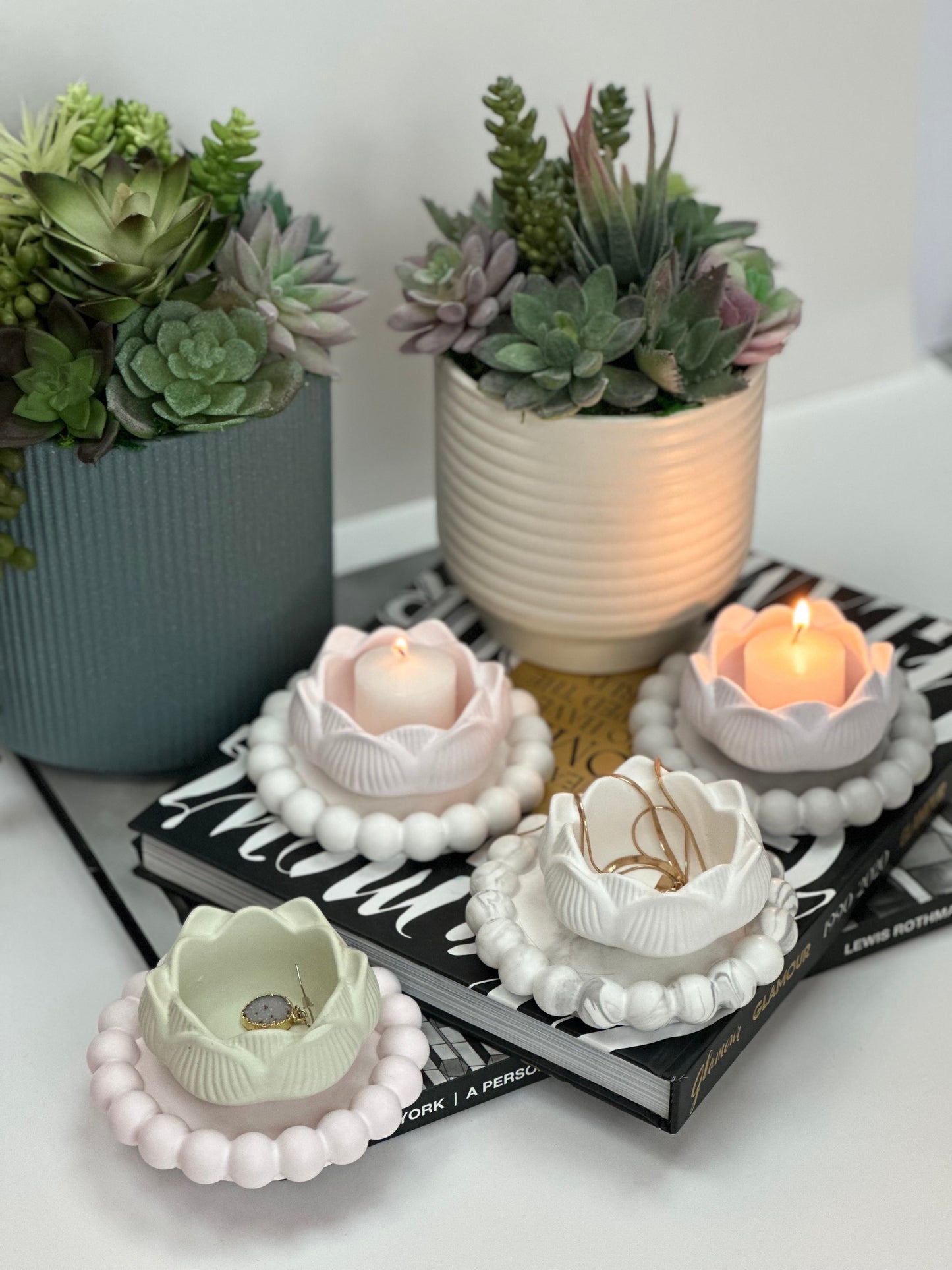 The Ava Dish, Handmade Floral Dice Dish for Your Mahjong Table