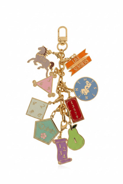 Set of SoloMahj gold cloisonne mahjong card section charms displayed together