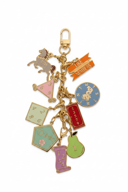 Set of SoloMahj gold cloisonne mahjong card section charms displayed together