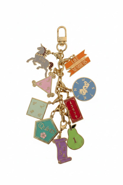 Set of SoloMahj gold cloisonne mahjong card section charms displayed together