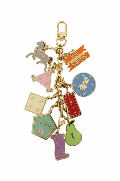 Set of SoloMahj gold cloisonne mahjong card section charms displayed together