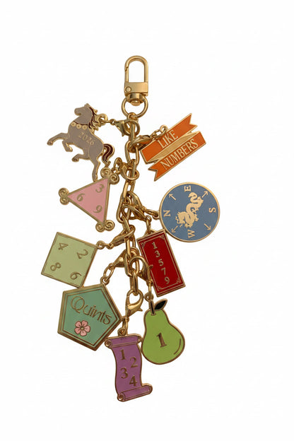 Set of SoloMahj gold cloisonne mahjong card section charms displayed together