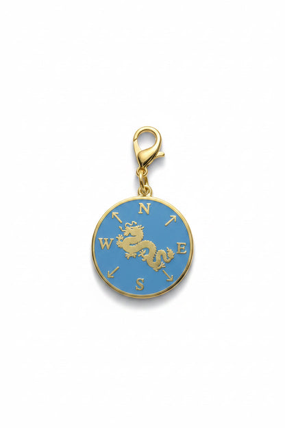 Gold cloisonne Winds and Dragons mahjong charm keepsake, designed by SoloMahj