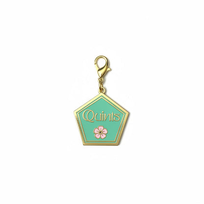 Gold cloisonne Quints mahjong charm keepsake, designed by SoloMahj