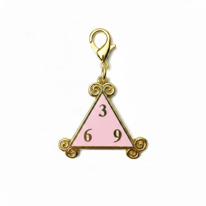 Gold cloisonne 369 mahjong charm keepsake, designed by SoloMahj