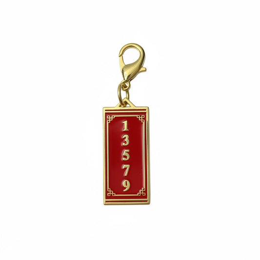 Gold cloisonne 13579 odds mahjong charm keepsake, designed by SoloMahj