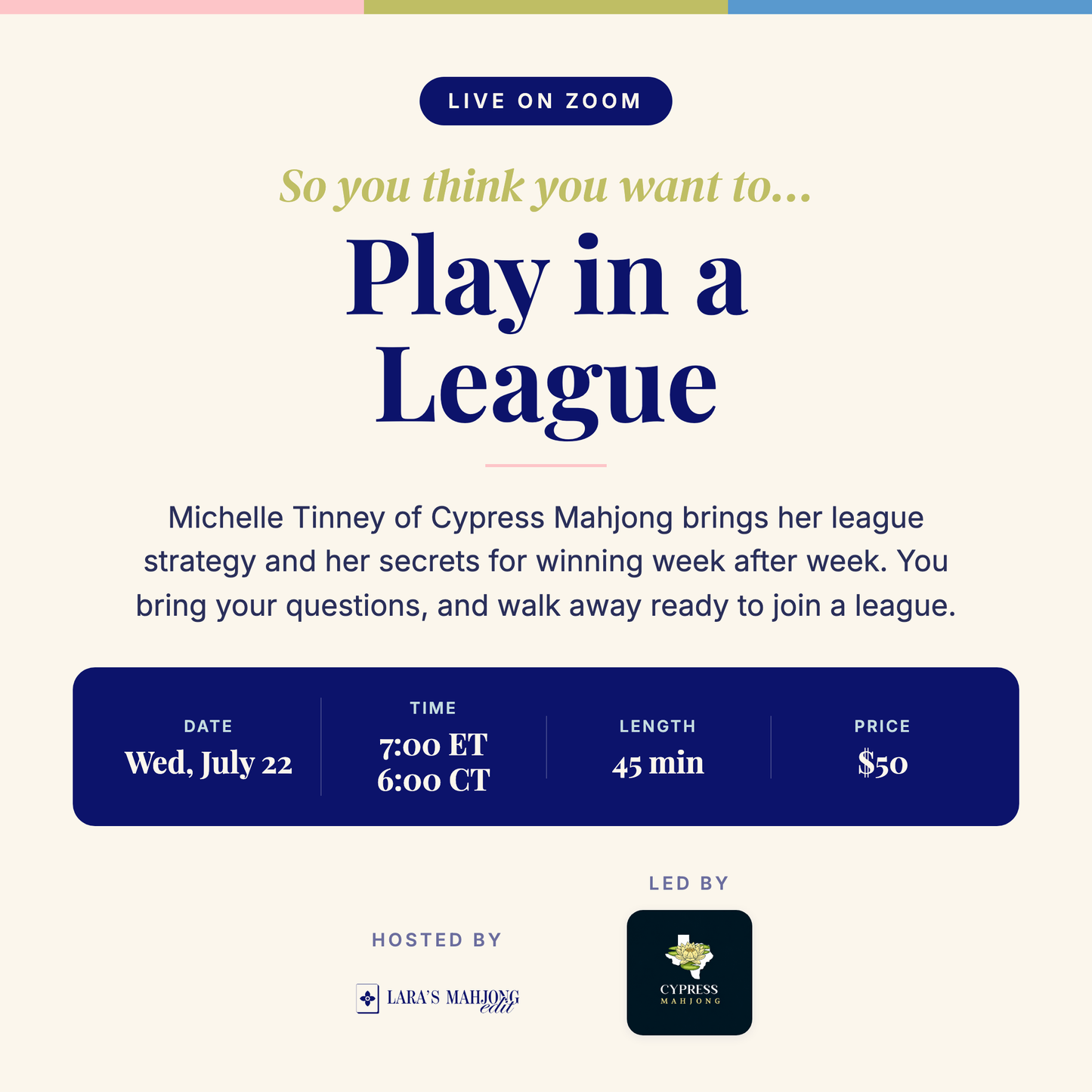 So You Think You Want to Play in a League with Michelle Tinney of Cypress Mahjong