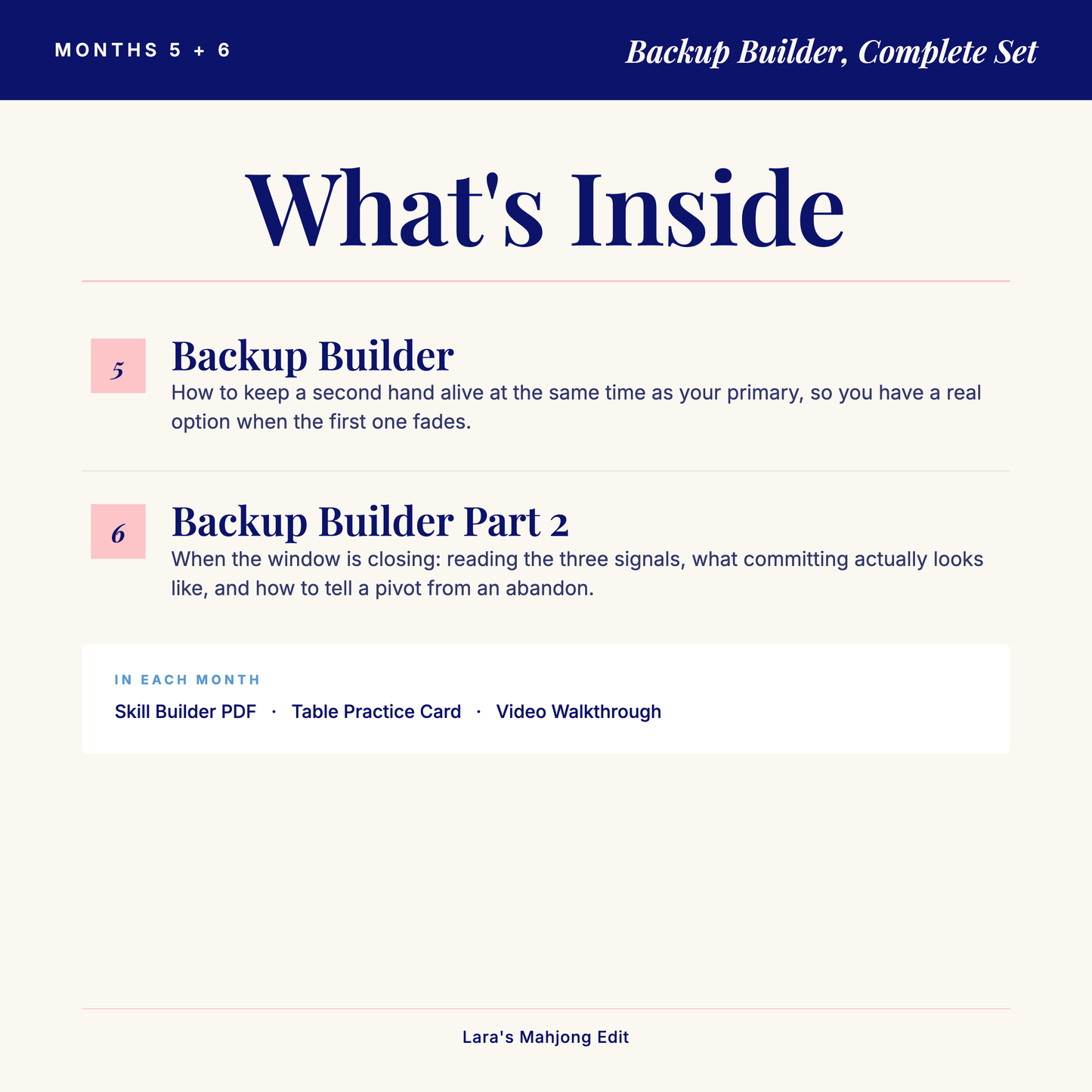 Confidence Challenge Months 5 & 6 Bundle, The Two-Month Backup and Pivot Arc for American Mahjong (Digital Skill Builders)
