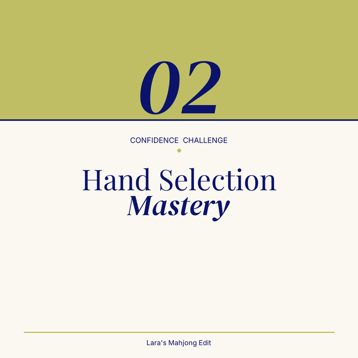 Confidence Challenge Month 2 cover slide for Hand Selection Mastery, khaki and navy design.