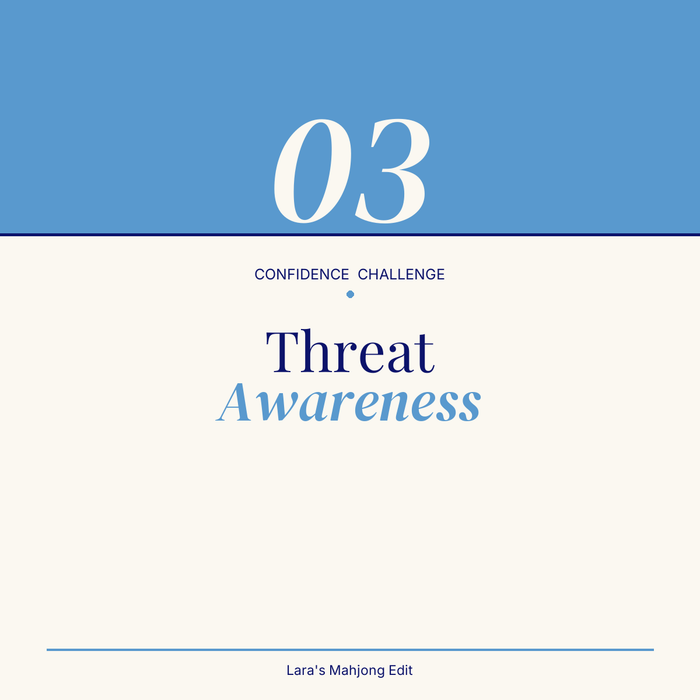 Threat Awareness cover slide: Confidence Challenge Month 3 title card in blue and navy