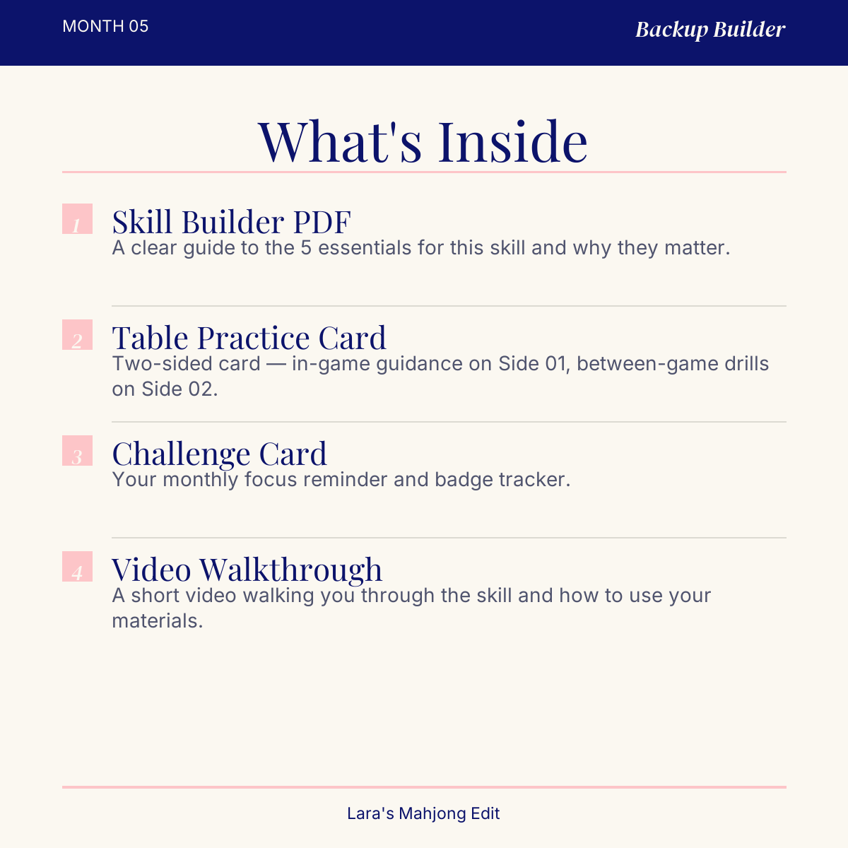 Backup Builder, Confidence Challenge Month 5, Digital American Mahjong Skill Builder for Keeping a Plan B and Pivoting Without Panic