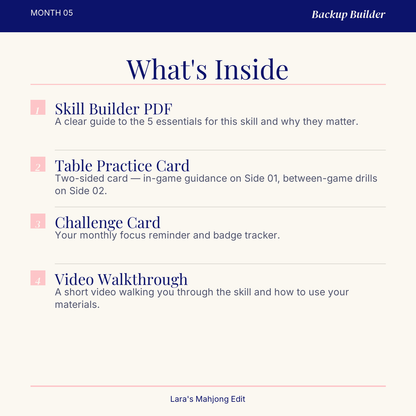 Backup Builder, Confidence Challenge Month 5, Digital American Mahjong Skill Builder for Keeping a Plan B and Pivoting Without Panic