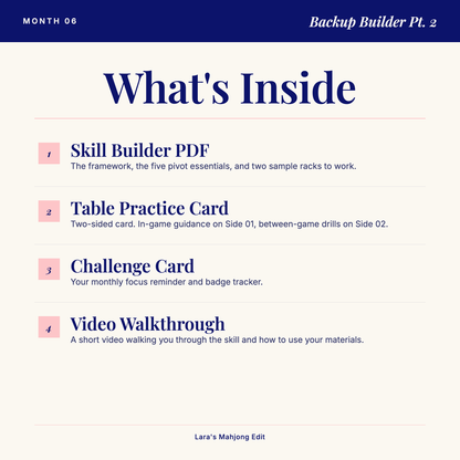 Backup Builder Part 2, Confidence Challenge Month 6, Digital American Mahjong Skill Builder for Knowing When and How to Switch Hands