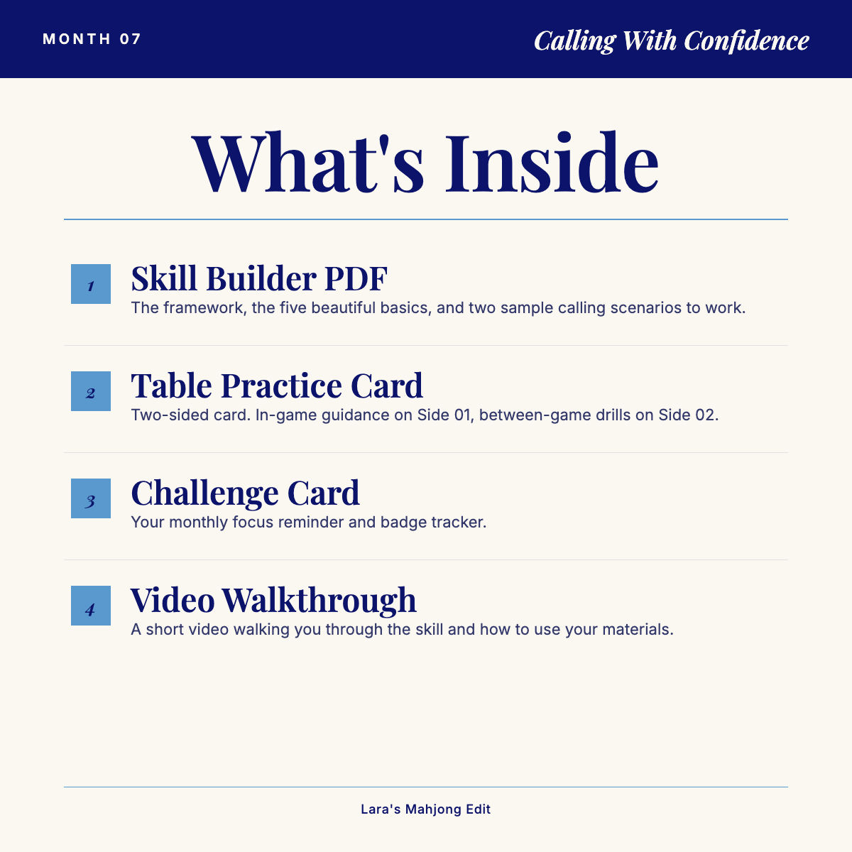 Calling With Confidence, Confidence Challenge Month 7, Digital American Mahjong Skill Builder for Exposure Timing and When to Call