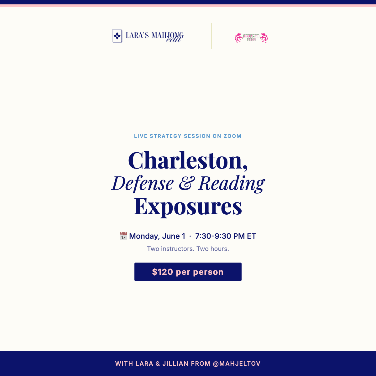 Charleston Defense and Reading Exposures with Lara and Jillian, Live on Zoom