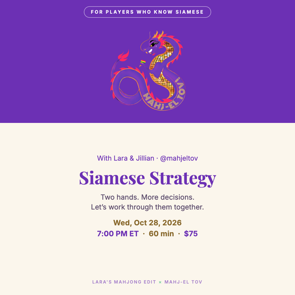 Siamese Strategy with Lara & Jillian, Live Online Class for Experienced Siamese Players