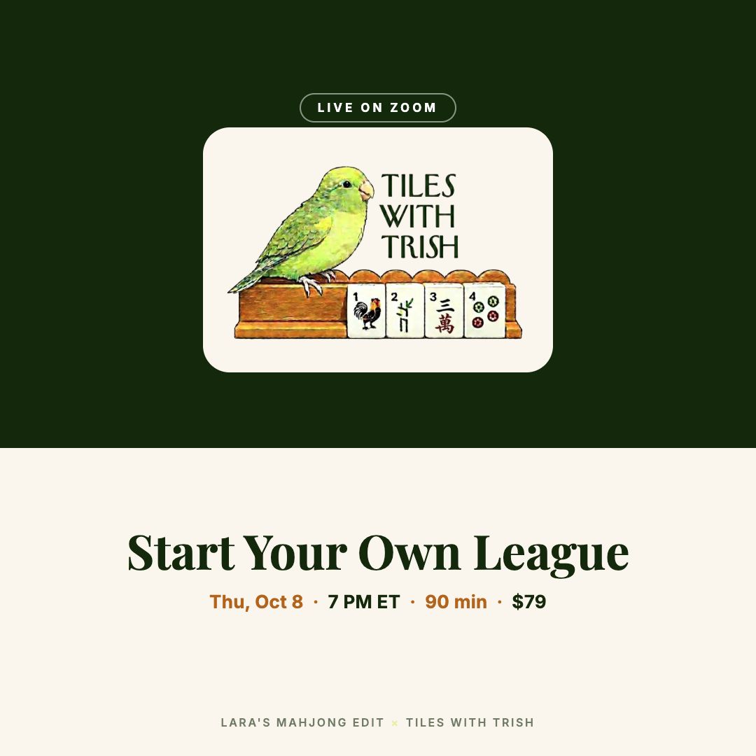 Start Your Own League with Trish of Tiles With Trish, Thursday October 8, 2026, 7 PM ET, 90 minutes, $79.