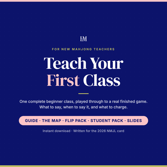 Teach Your First Class kit cover, a complete American mahjong beginner class plan for new teachers